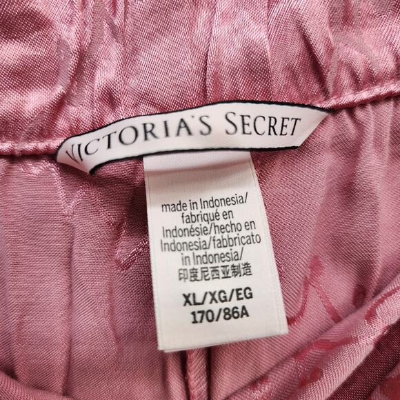 Victoria's Secret Pajama Pants Womens XL Pink Black Side Striped Satin Lounge - Picture 5 of 12